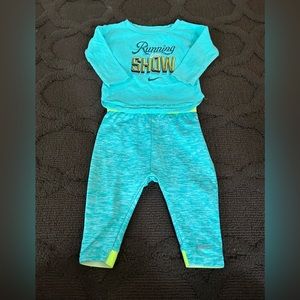 Adorable🥰Nike☑️Teal & Yellow Baby👶Girl👧Outfit Sz 12M